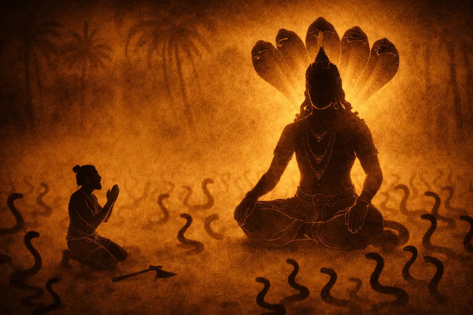 Celestial serpents descending