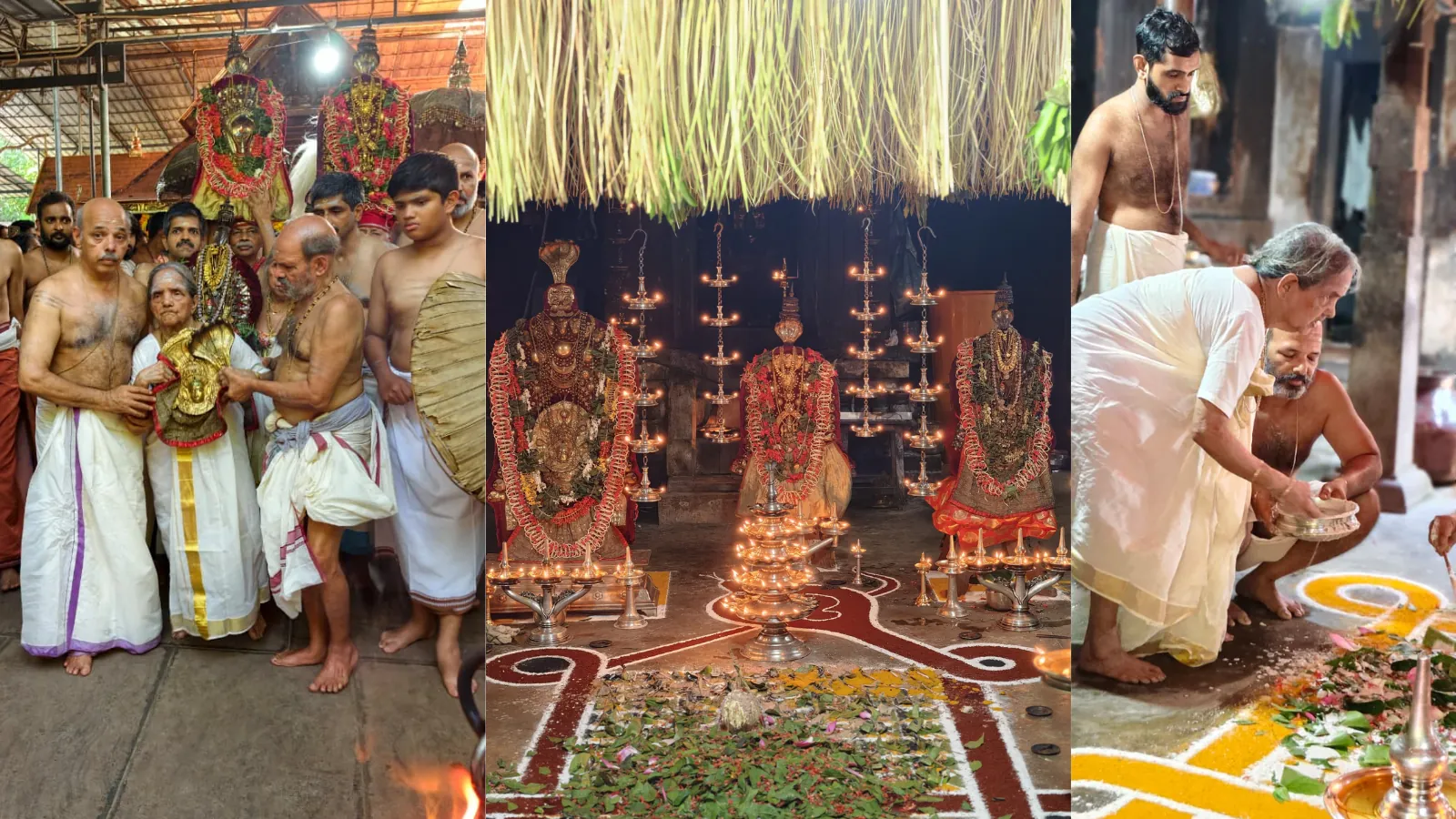 Ezhunnallathu procession, lamp-lit deities and pooja at Mannarasala