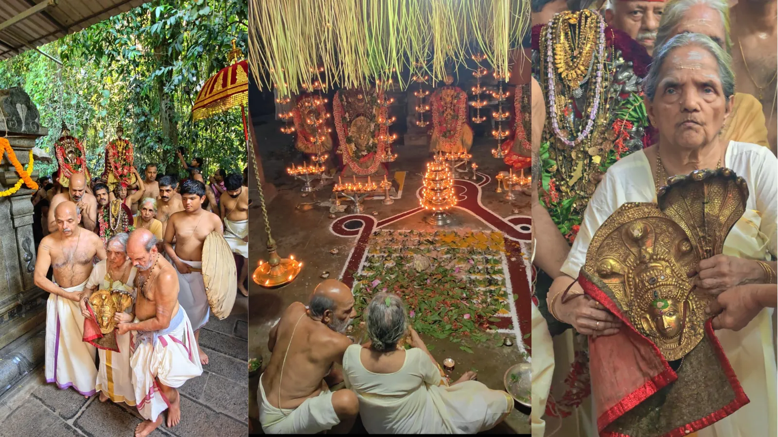 Devotees, lamp-lit deities and the Aayilyam pooja at Mannarasala